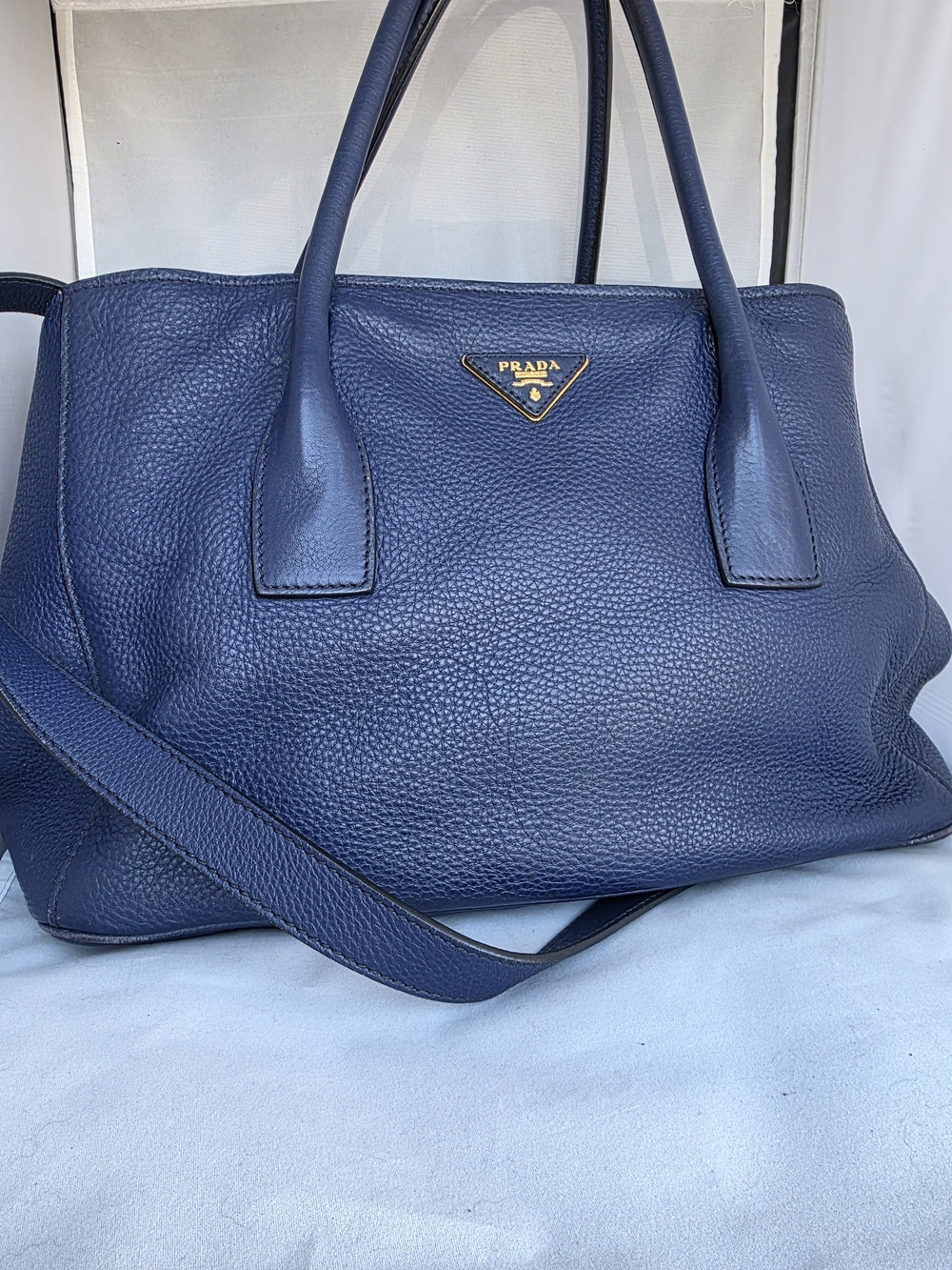 Prada Navy Leather Tote Bag - Elegant Everyday Carry